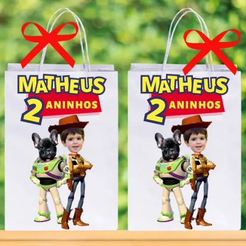 Sua Foto no Buzz do Toy Story! Sacolinhas para Festa
