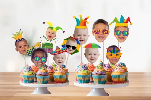 Tags Carnaval com Sua Foto para Doces