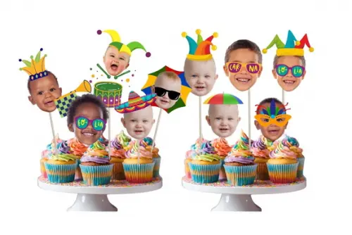 Tags Carnaval com Sua Foto para Doces
