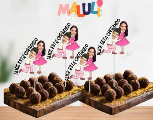 Tags para Doces Chá de Bebê Chá Revelação com Fotos