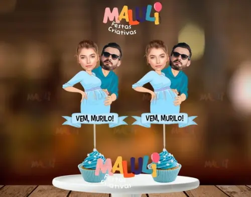 Tags para Doces Chá de Bebê Chá Revelação com Fotos e Nomes