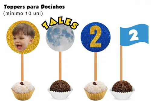 Topo de Bolo + 40 Toopers para Doces+10 Toppers para Cupcake