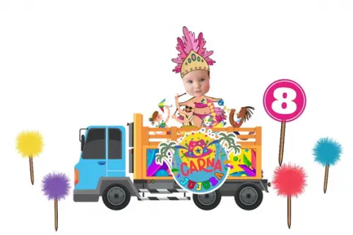 Topo de Bolo Bloquinho de Carnaval com Foto