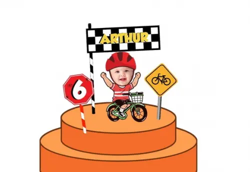 Topo de Bolo Bike com Sua Foto. Tema Biciceta