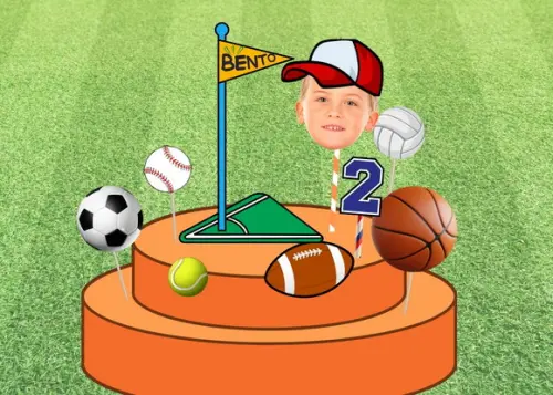 Topo de Bolo Bolas com Foto do Aniversariante. Tema Esportes