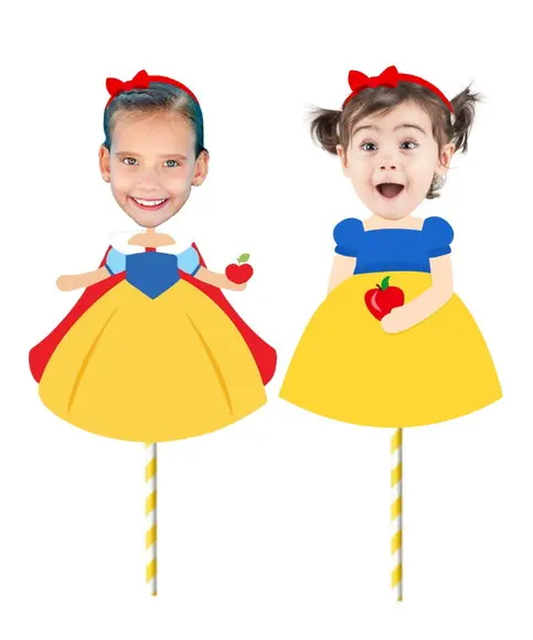 Topo de Bolo Branca de Neve + Personagens e Elementos