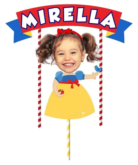 Topo de Bolo Branca de Neve + Personagens e Elementos