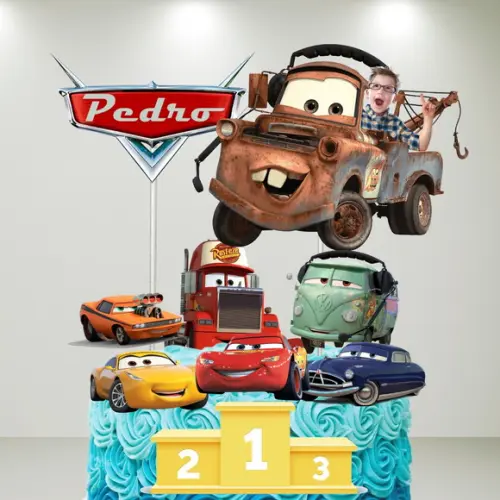 Topo de Bolo Carros com Sua Foto.