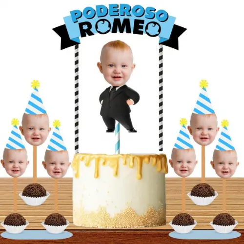 Topo de Bolo com Sua Foto + 10 Toppers com Rostinho.