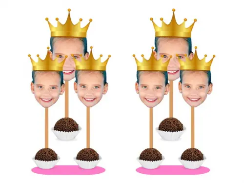 Topo de Bolo com Sua Foto Princesas + 10 Toppers Rostinho.