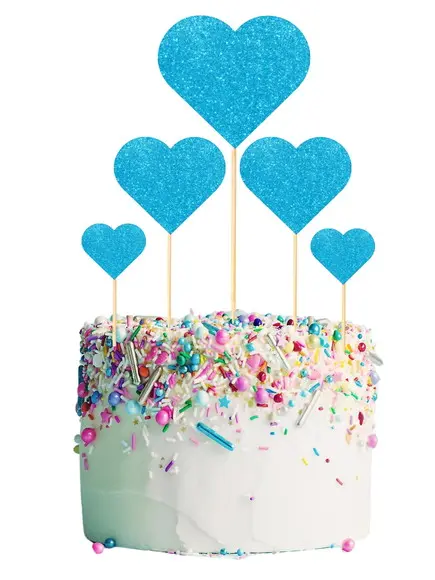 Topo de Bolo Coração Glitter