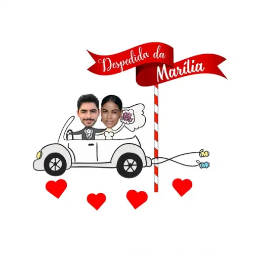 Topo de Bolo Despedida de Solteira com Fotos do Casal