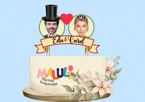 Topo de Bolo Despedida de Solteira com Fotos do Casal