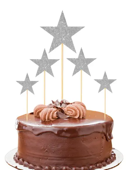Topo de Bolo Estrelas Glitter