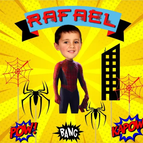 Topo de Bolo Homem Aranha com Sua Foto + Elementos