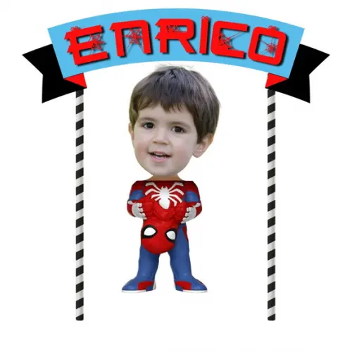 Topo de Bolo Homem Aranha com Sua Foto + Elementos