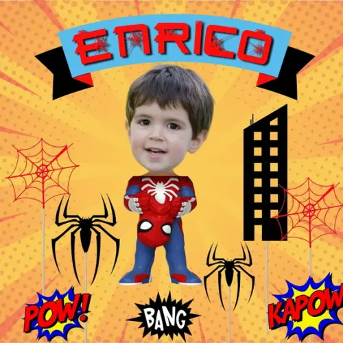 Topo de Bolo Homem Aranha com Sua Foto + Elementos