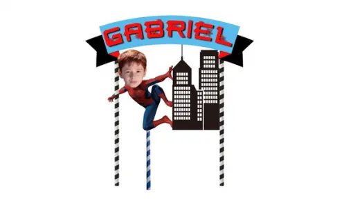Topo de Bolo Homem Aranha + 20 Toppers com Fotos