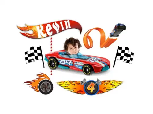 Topo de Bolo Hot Wheels com Sua Foto, Nome e Idade