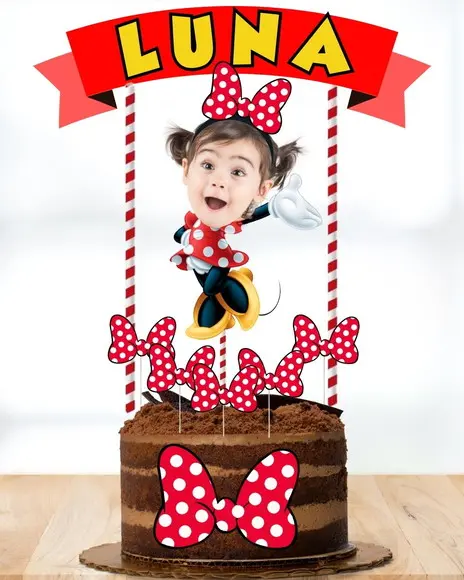 Topo de Bolo Minnie com Sua Foto