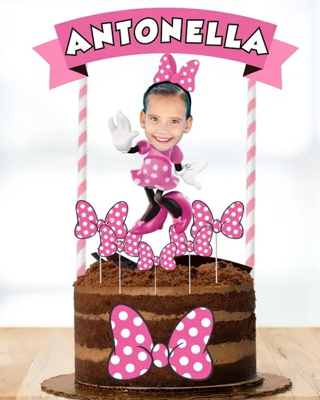 Topo de Bolo Minnie com Sua Foto