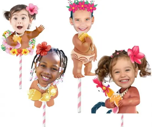 Topo de Bolo Moana Baby com Foto