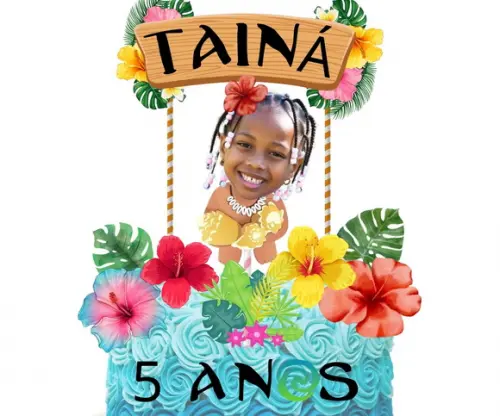 Topo de Bolo Moana Baby com Foto