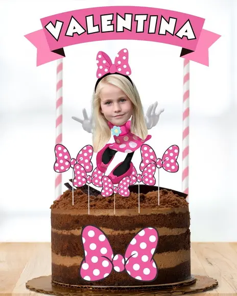 Topo de Bolo Minnie com Sua Foto