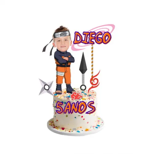 Topo de Bolo Naruto com Foto Rostinho