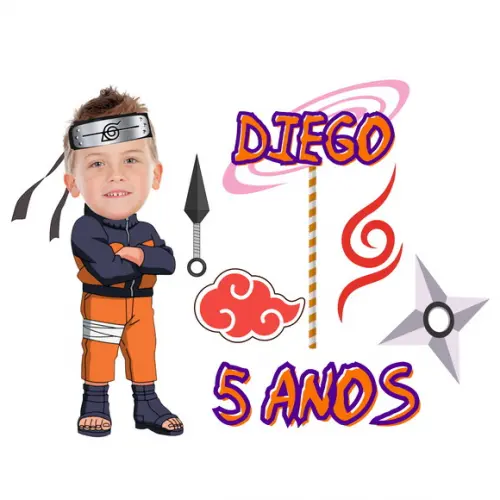 Topo de Bolo Naruto com Foto Rostinho