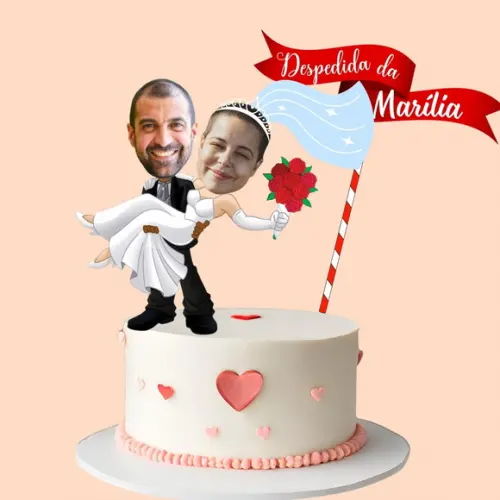 Topo de Bolo para Despedida de Solteira com Foto dos Noivos