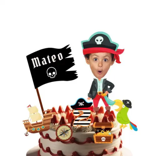 Topo de Bolo Pirata com Personalizado com Sua Foto e Nome