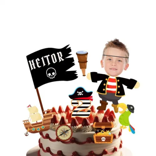 Topo de Bolo Pirata com Personalizado com Sua Foto.