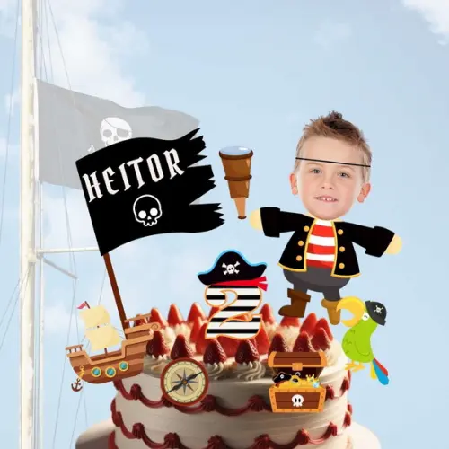 Topo de Bolo Pirata com Personalizado com Sua Foto.