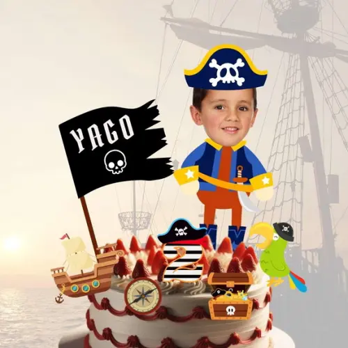 Topo de Bolo Pirata com Personalizado com Sua Foto.