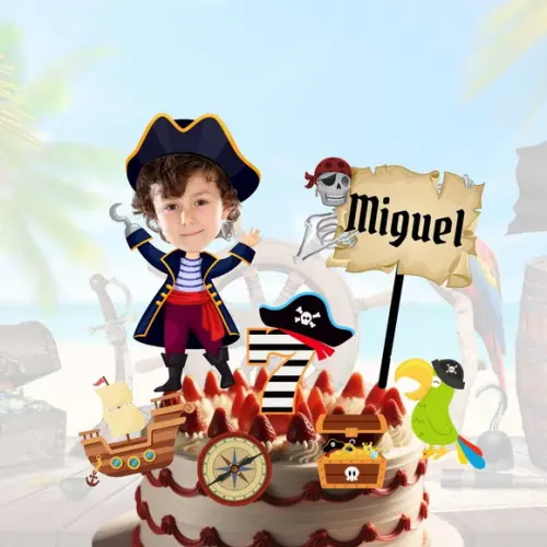 Topo de Bolo Pirata com Personalizado com Sua Foto.