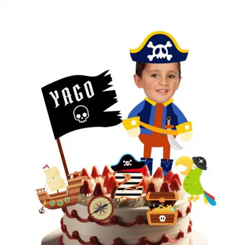 Topo de Bolo Pirata com Personalizado com Sua Foto.