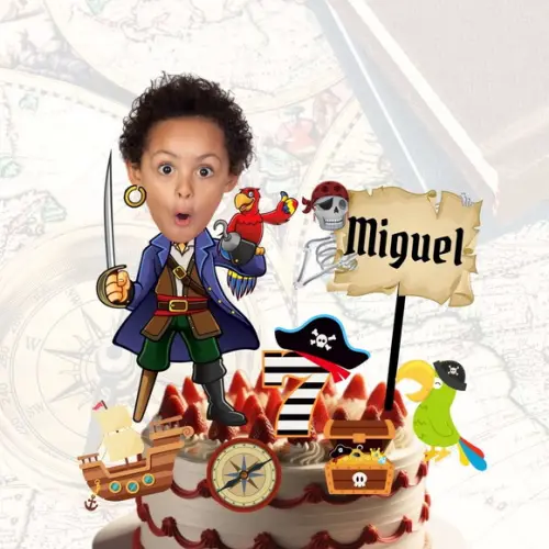 Topo de Bolo Pirata com Personalizado com Sua Foto.