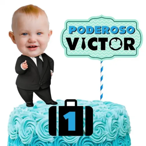 Topo de Bolo Poderoso Chefinho com Foto