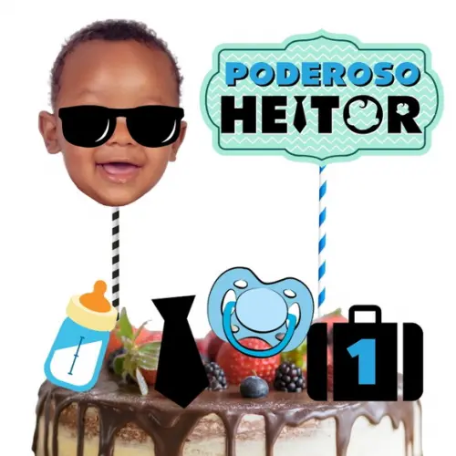 Topo de Bolo Poderoso Chefinho Personalizado com Foto