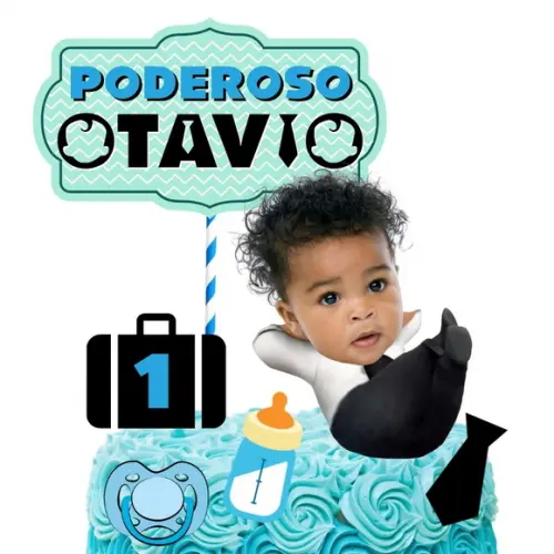 Topo de Bolo Poderoso Chefinho com Foto do Rostinho