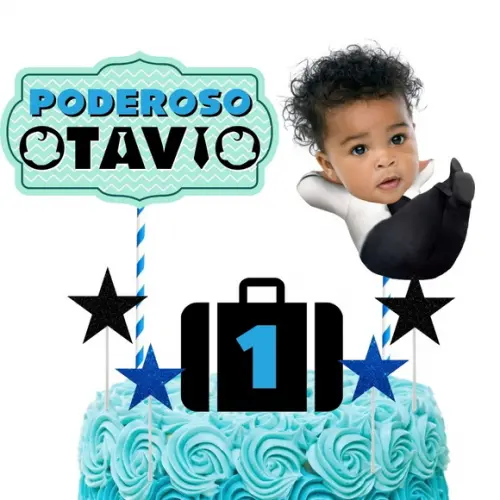 Topo de Bolo Poderoso Chefinho com Foto do Rostinho