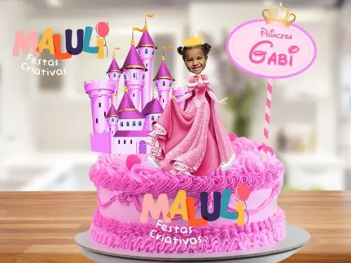 Topo de Bolo Princesas Personalizado com Foto