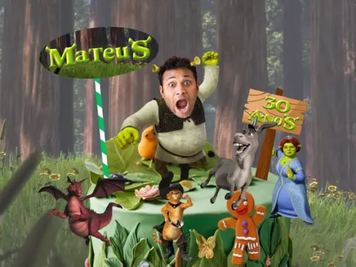 Topo de Bolo Shrek Personalizado com Sua Foto.