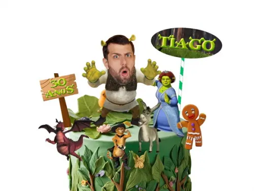 Topo de Bolo Shrek com Sua Foto.