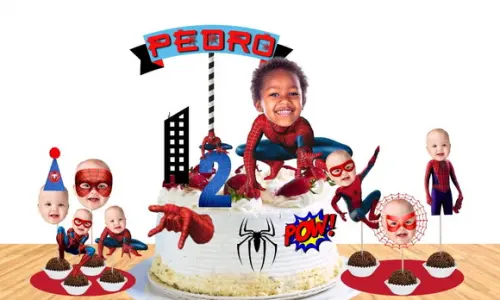Topo Homem Aranha + 20 Toppers Docess com Suas Fotos!