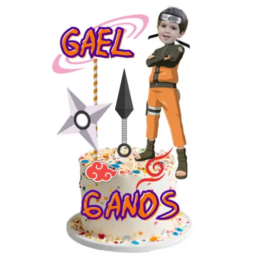 Topo para Bolo Naruto com Foto do Aniversariante
