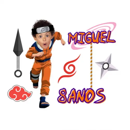 Topo para Bolo Naruto Personalizado com Foto do Aniversarian