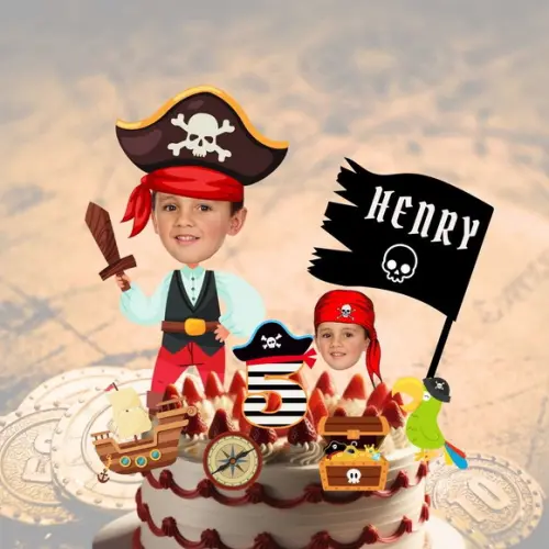 Topo Pirata para Bolo com Personalizado com Sua Foto.