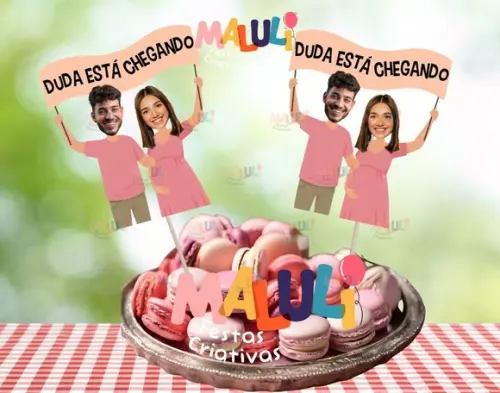 Topper Docinhos Chá de Bebê com Fotos e Nome